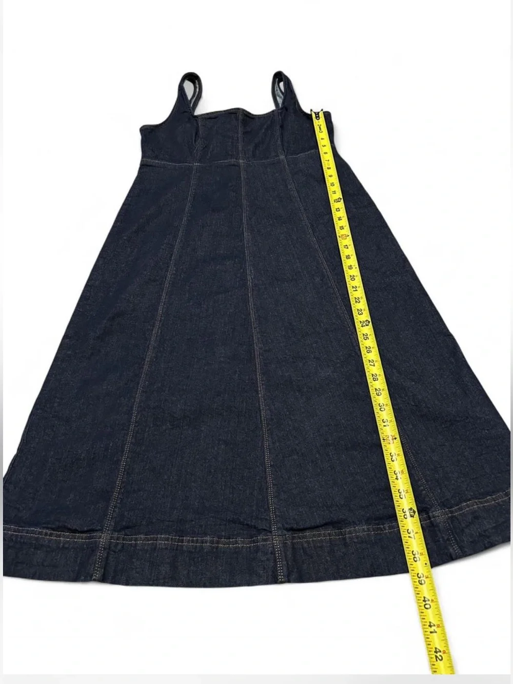 Dark Indigo Denim Square-Neck Midi Dress - Picture 7 of 7